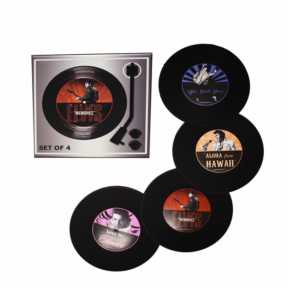 NWT Elvis Presley Set of 4 Vinyl Record Coasters
